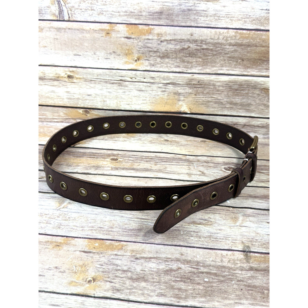 Frye Womens Brown Leather and Brass Grommet Belt L - Picture 5 of 7